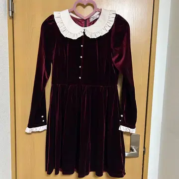 Ank Rouge 프릴 칼라 벨로아 원피스