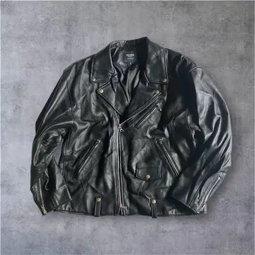 BEAMS HEART 양가죽 가죽 더블 라이더 자켓 블랙 S 빅 실루엣