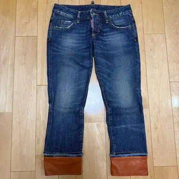 Dsquared2 여성용 데님 데미지 가공 가죽 38