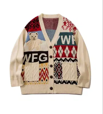 HOOK 패치워크 패턴 니트 가디건