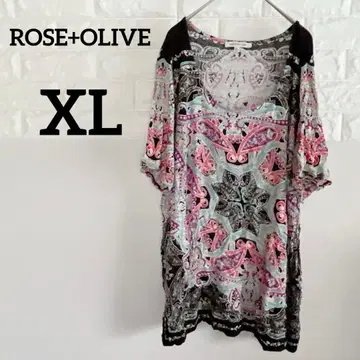 ROSE+OLIVE 페이즐리 무늬 반팔 튜닉 2X