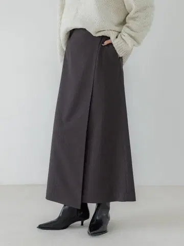 crewre 울 라이크라 랩 롱 스커트