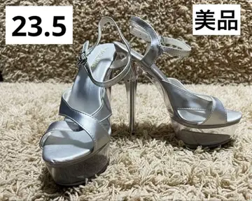 실버 스트랩 포함 하이힐 클리어 샌들