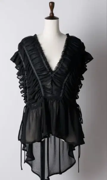 배색 개더 디자인 블라우스