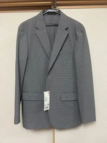 새상품 유니클로 감동 자켓 체크 그레이 L 사이즈