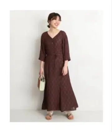 SLOBE IENA 자카드 플레어 원피스