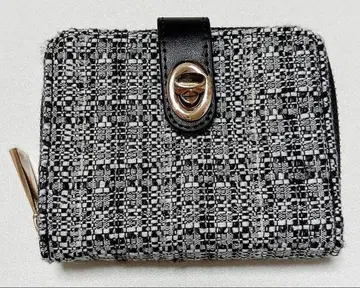 MAJESTIC LEGON 트위드 소재 접이식 지갑 지갑 블랙