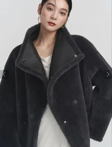 LAGUNAMOON 페이크 무스탕 스탠드 카라 코트