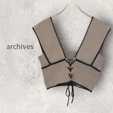 [ 아카이브 ] 니트 베스트 F 뷔스티에 캐미 니트 레이스업 레이어드