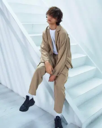 Loose 오버 사이즈 TR 셋업 테일러드 블루종 & 와이드 팬츠