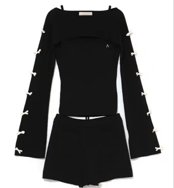 andmary Cindy ribbon knit set up black