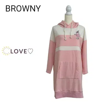 BROWNY 브라우니 롱 후드티 후드 부착 긴팔 보더 면 k2
