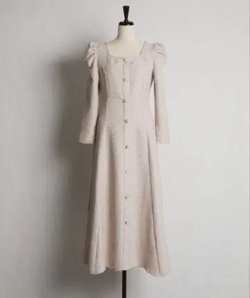 tocco closet 펄 장식 버튼 파워 숄더 라메 트위드 원피스