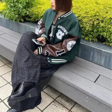 SNIDEL 와이드 체크 팬츠