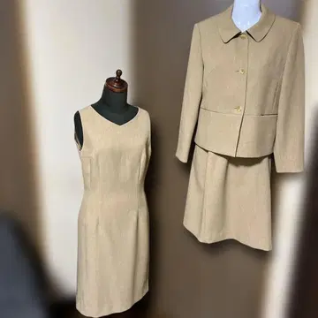 슬리브리스 원피스 자켓 스커트 IMAGE 여성 수트 베이지