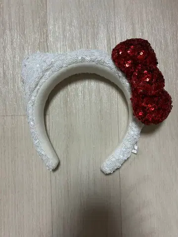 고양이 귀 머리띠 빨간 리본