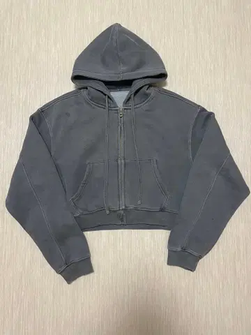 Hype 그레이 크롭 후드티