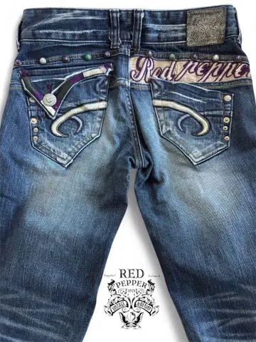 Red Pepper 부츠컷 VINTAGE 데님 깃털 자수 하의
