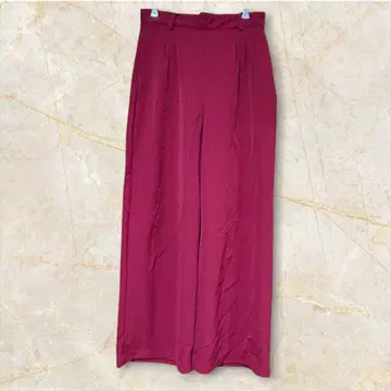 버건디 와이드 팬츠 턱 와이드 팬츠 빨간색 오피스 세레모니