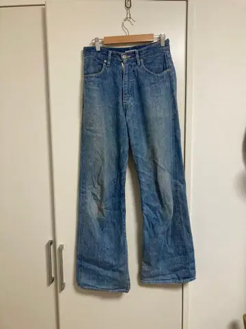 AURALEE SELVEDGE FADED LIGHT DENIM PANTS