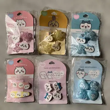 치이카와 (먼작귀) 토끼 하치와레 6점 세트 머리끈 헤어핀