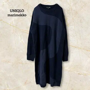 유니클로 마리메꼬 [ M ] 니트 원피스 라무 크루넥 네이비