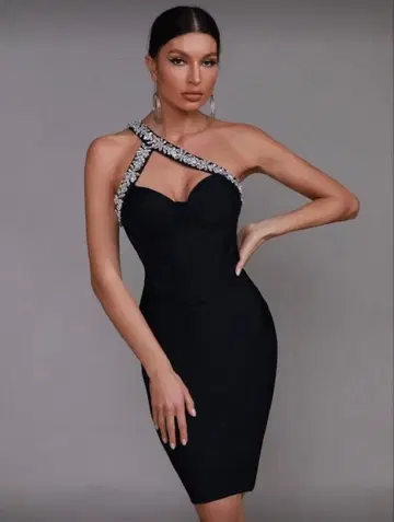 타이트 드레스 블랙 원숄더