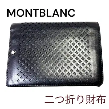 고품질 몽블랑 격자 안쪽 올 로고 무늬 화이트 스타 접이식 지갑 블랙