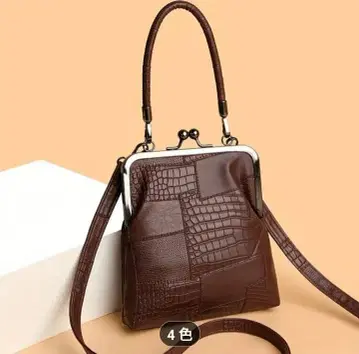 가마구치 미니 숄더백 크로커다일풍