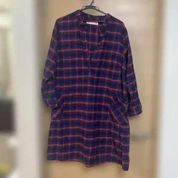 Sunny Clouds 체크 무늬 긴팔 원피스