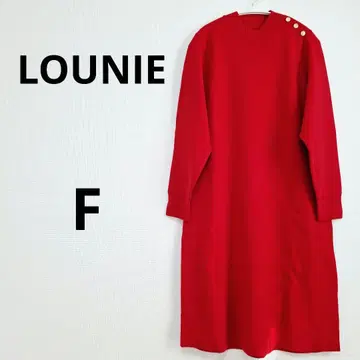 LOUNIE 니트 원피스 미디 기장 울 혼방 레드 F 새상품급