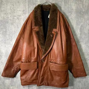 이탈리아제 천연 가죽 가죽 코트 빈티지 브라운
