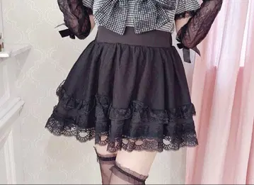 MA*RS 레이스 겹침 치마바지 블랙