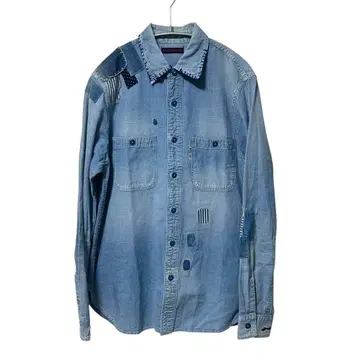 N-473 BLUE BLUE 리페어 인디고 셔츠 2 블루블루