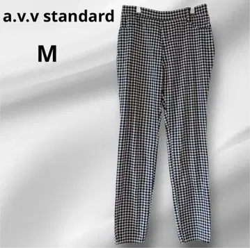 avv 아베베 캐주얼 팬츠 체크 무늬 M 화이트/블랙