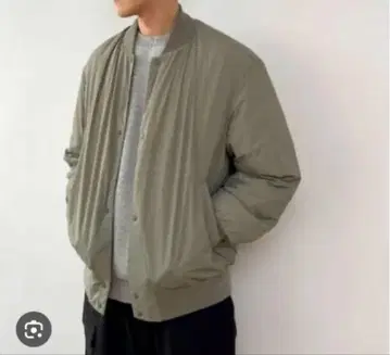 세탁 가능한 솜 리브 부착 블루종 무인양품 S 스모키 그린