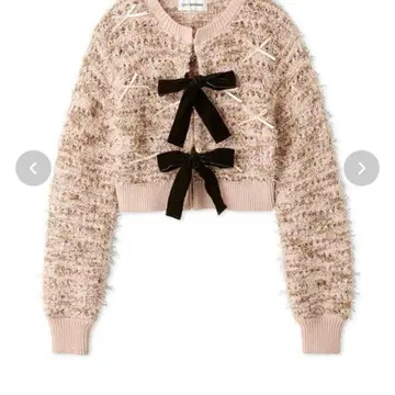 LILY BROWN 릴리 브라운 리본 니트 가디건 핑크