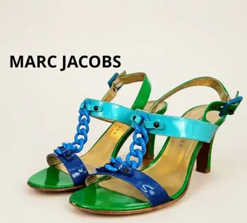MARC JACOBS 그린 x 블루 체인힐 샌들 24cm