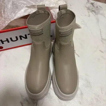 HUNTER 사이드 고어 부츠 베이지 UK4