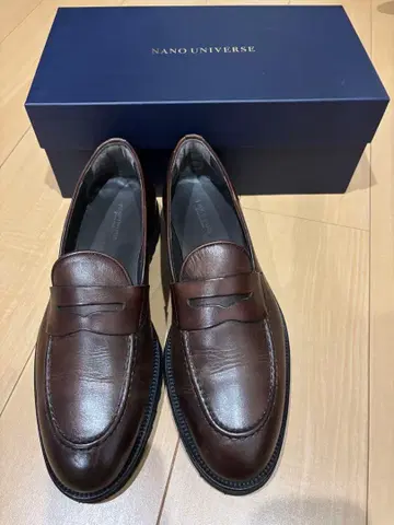 나노 유니버스 코인 로퍼 가죽 신발 다크 브라운