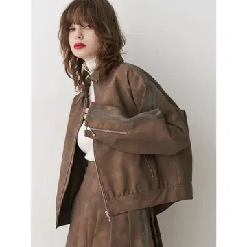 24AW jouetie 쥬에티 인조 가죽 바이커 블루종