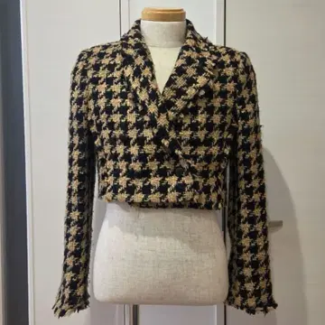 텍스처 소재 크롭 기장 블레이저 트위드 자켓