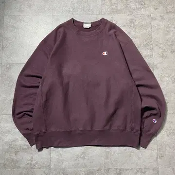 [ XL ] 00s 챔피온 리버스 위브 자수 로고 와인 레드 맨투맨