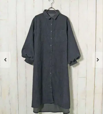 코듀로이 소매 볼륨 셔츠 원피스