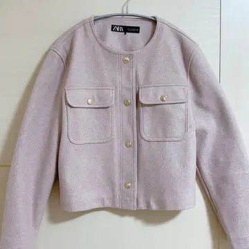 ZARA 노카라 자켓 핑크