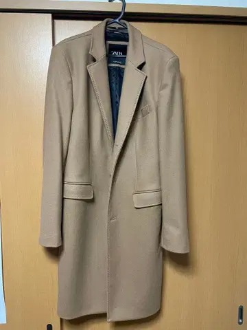 베이지 체스터 코트 울 혼방