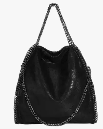 블랙 스웨이드풍 숄더백 체인 테두리