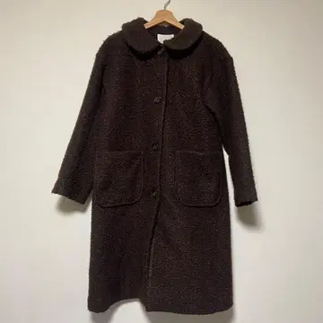 [ 새상품급 ] 에카 소포 브라운 보아 롱 코트 프리 사이즈 푸들