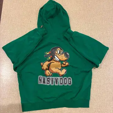 NASTYDOG 그린 컬러 픽셀 후드티 사이즈1