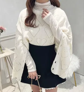 apres jour 2WAY 하트 시스루 니트 풀오버 화이트